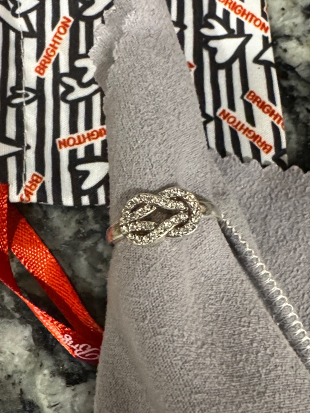 Brighton Silver Crystal Knot Ring - Silver